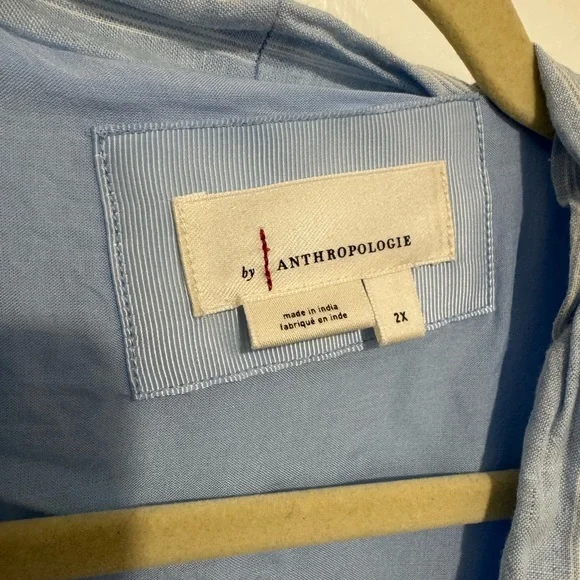 Anthropologie The Tommie Cap-Sleeve Smocked Front-Zip Shirt Dress Size 2X - Picture 6 of 9